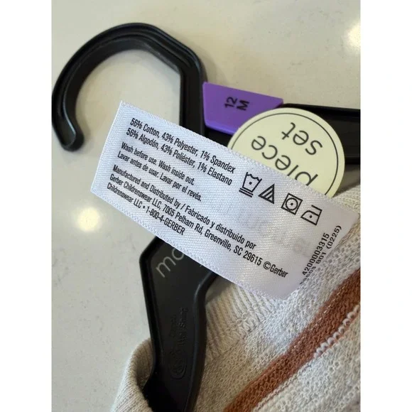 Modern Moments by Gerber Baby 12M 2-Piece Striped Pullover and Pants Set Brown - Picture 3 of 6